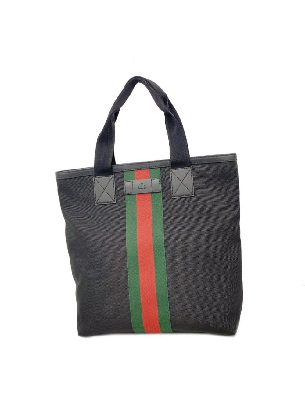 Gucci Tote Bag Sherry Line Nylon Black Silver